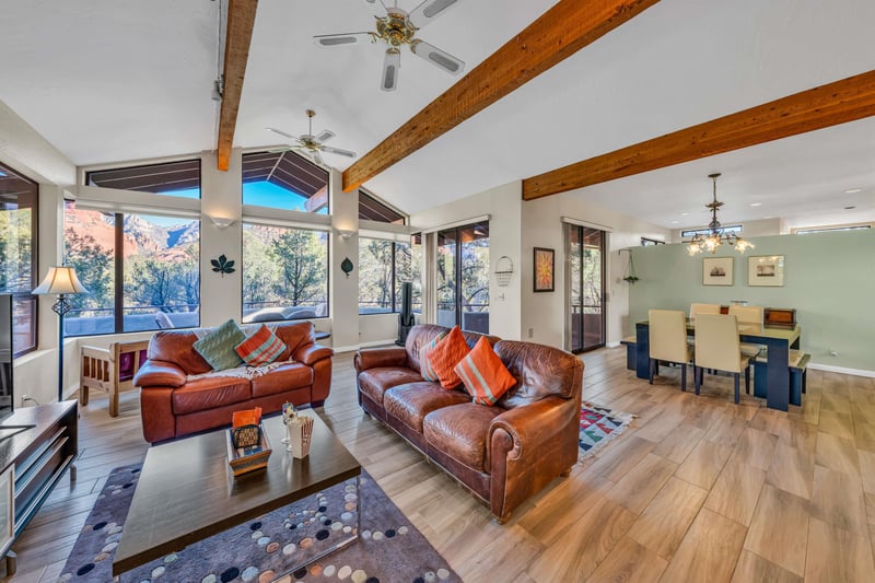 Spacious Open Concept Living Room Complete With A Telescope