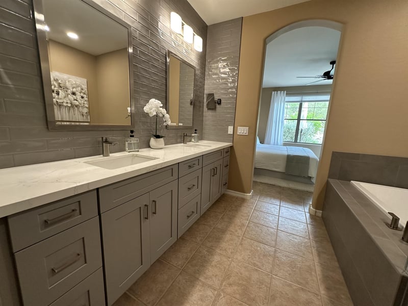 Lots of drawers to store items in the Master Bathroom.