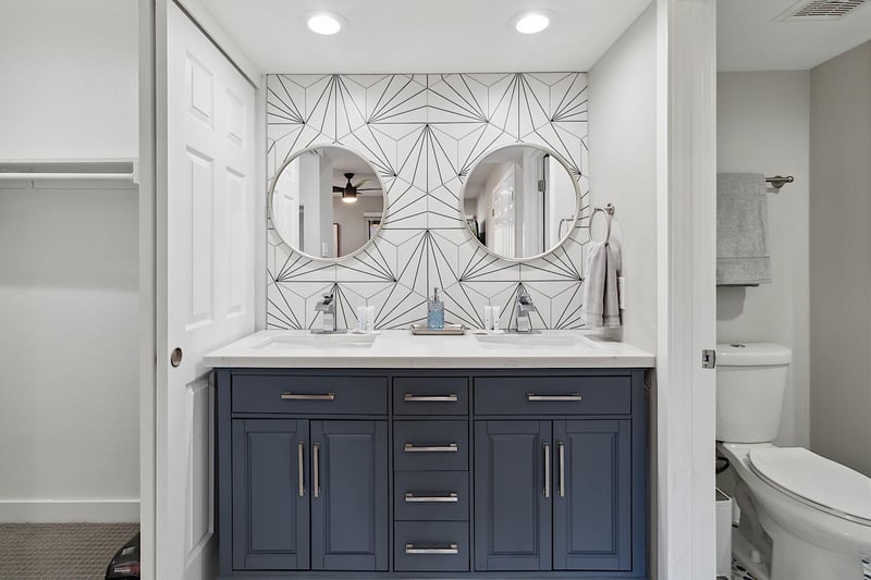 Master bathroom, dual vanity.