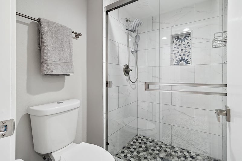 Walkin shower in master bathroom.