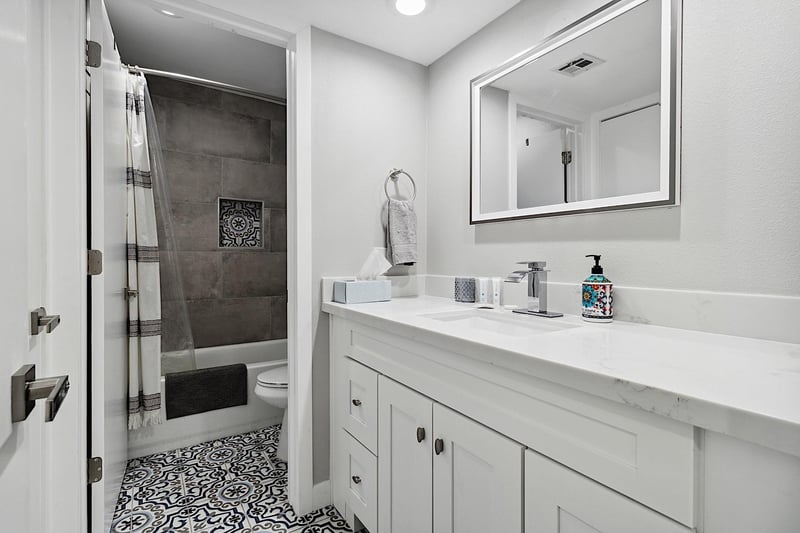 Second bathroom attached to second bedroom w guest entrance from living room