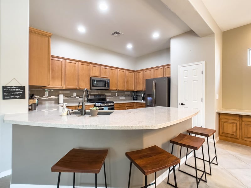 Cook in the well stocked kitchen