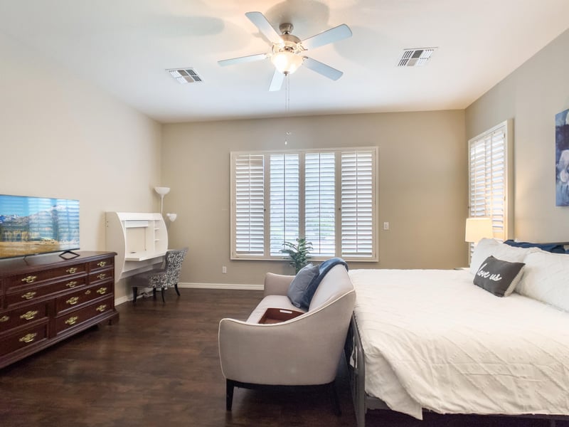 Spacious master bedroom with King bed