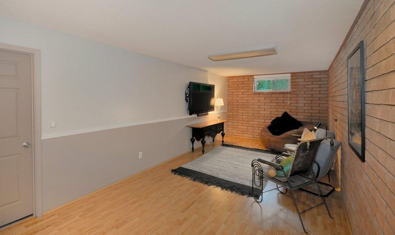 Movie room also has a comfy love sack