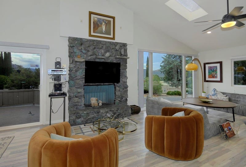 Have a seat in these comfy retro chairs while listening to the record player