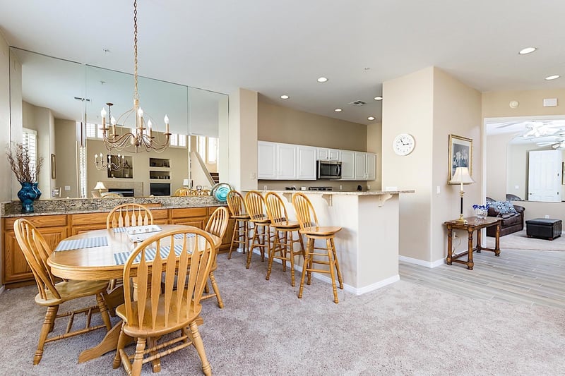 Breakfast bar seating for a quick meal or hang out spot