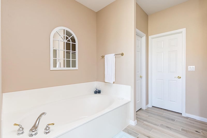 Master bathroom has soaking tub