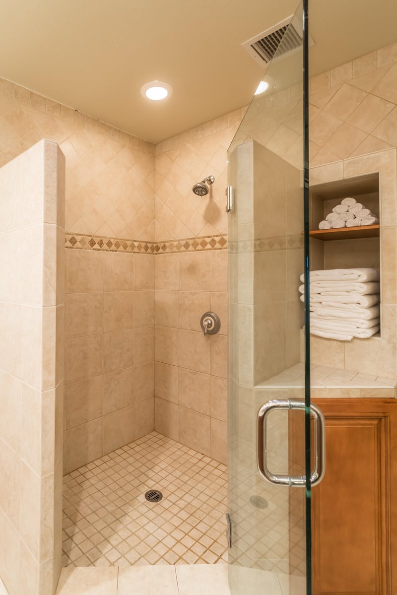 The custom built shower in the master bedroom is huge and ready to spell R E L A X Youll never want to leave...
