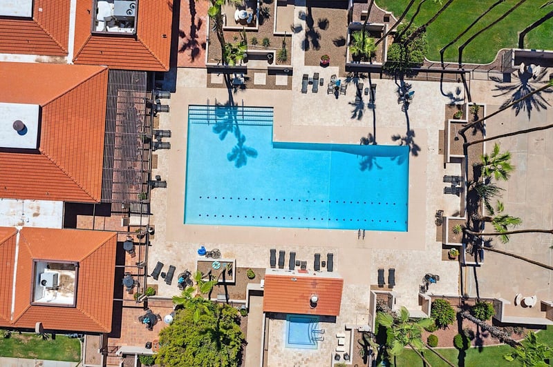 Aerials of Community Pool, Spas, and Clubhouse