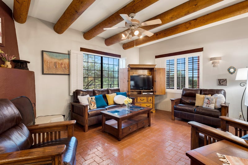 Living area with Kiva fireplace