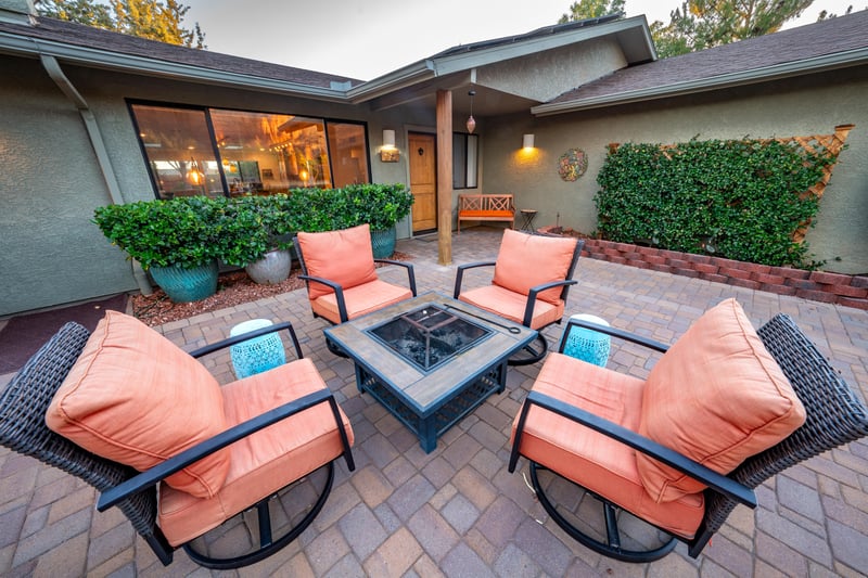 Front Yard With Woof Fire Pit