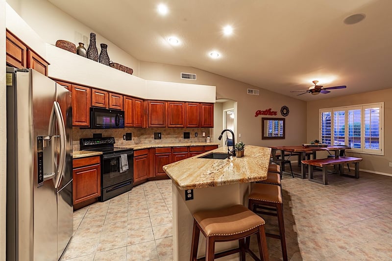 Breakfast bar with barstools for a quick snack