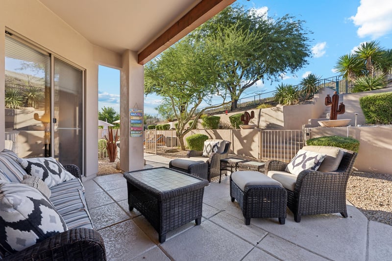 Private backgate access via stairs leads straight to the scenic Thunderbird Recreation Trail