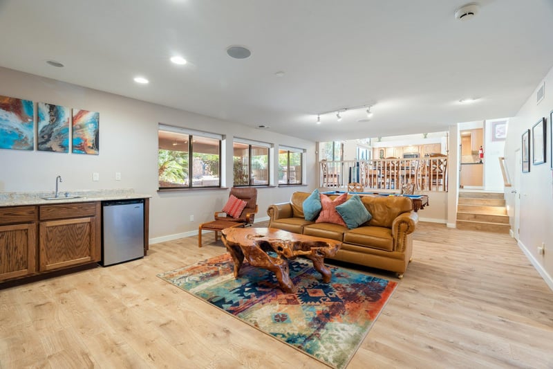 Entertainment Area With Mini Fridge And Bar Area