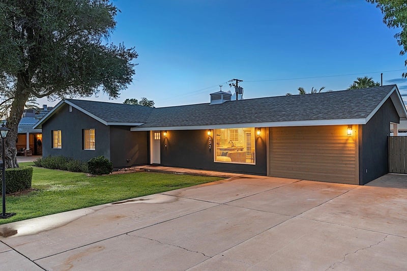 Front of home at night