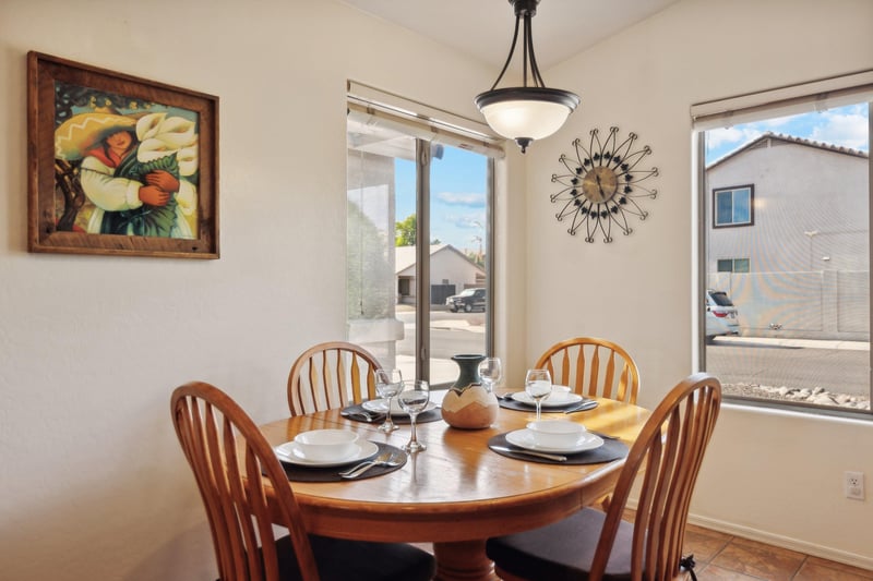 Enjoy a meal at the table set for 4