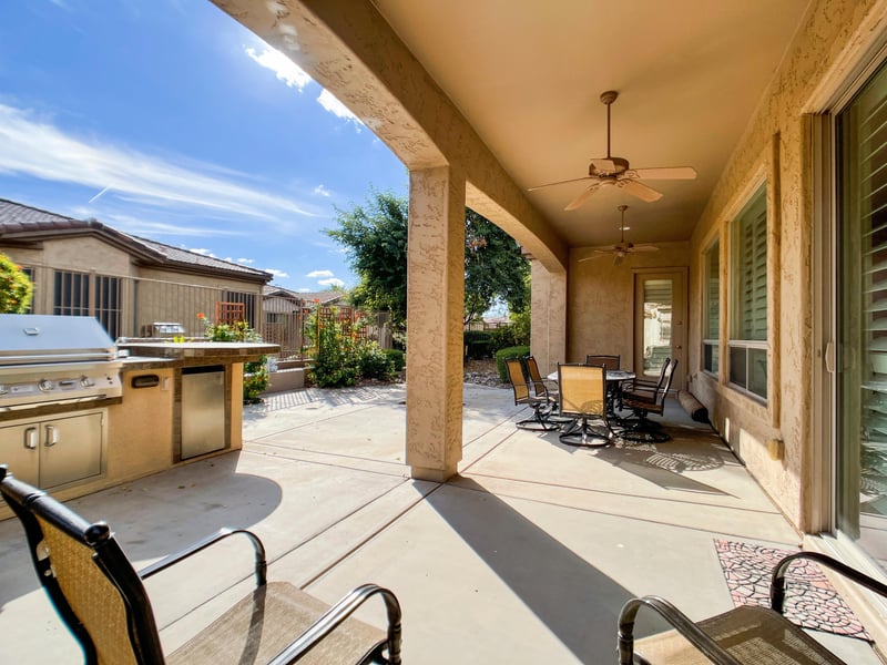 Back patio with built in grilling area