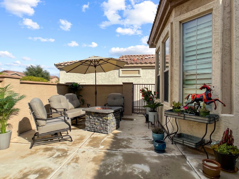 Relax in the sun or cozy up during the cooler months near the fire pit