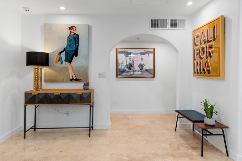 Modern art and midcentury furniture everywhere