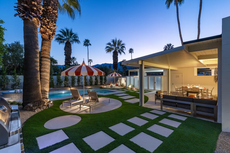 Expansive outdoor yard and pool deck