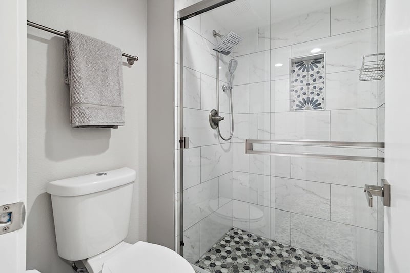 Walkin shower in master bathroom.