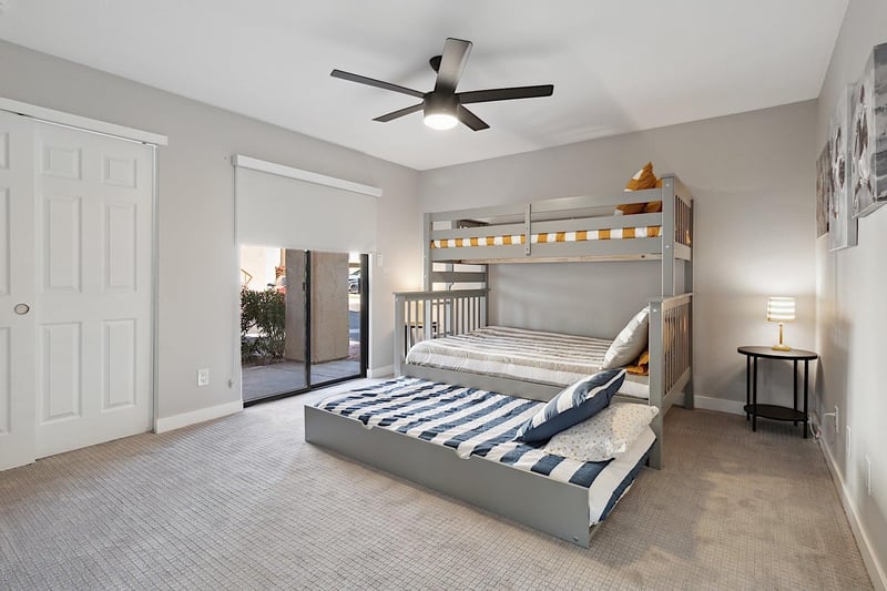 Second bedroom bunk bed. Twin over full bed with pullout twin size trundle at the bottom.