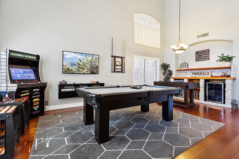 Billiard table, Foosball Table, Mounted TV, Arcade Game  Bar