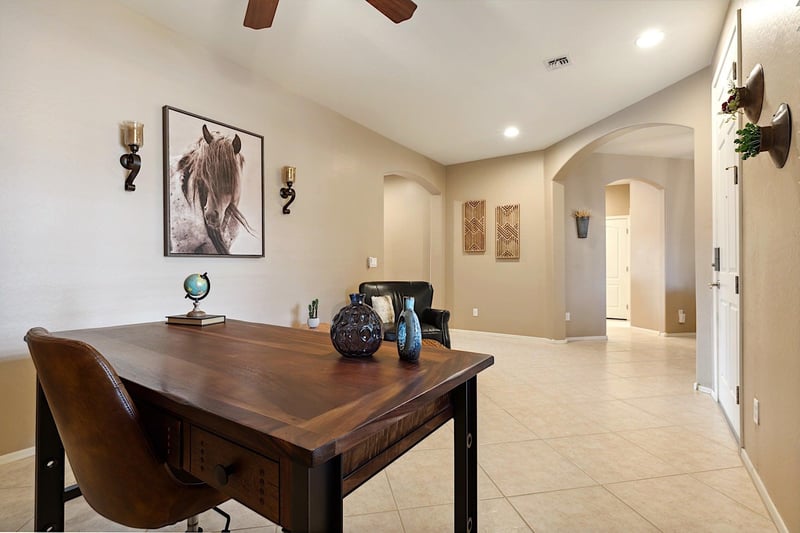 Desk workspace by entry way