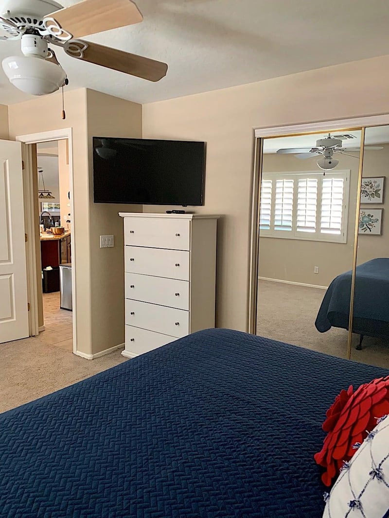 Guest bedroom  Flat screen TV with cable