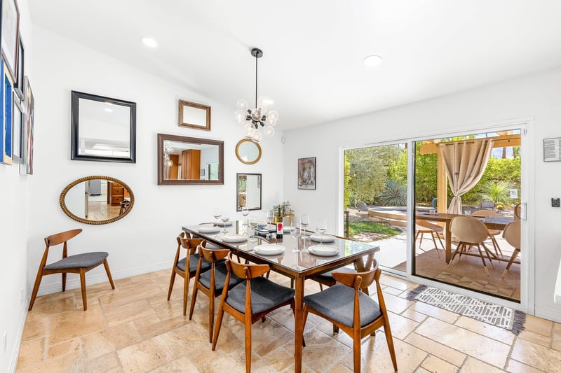 Dining for 8 with tons of light and open to the yard