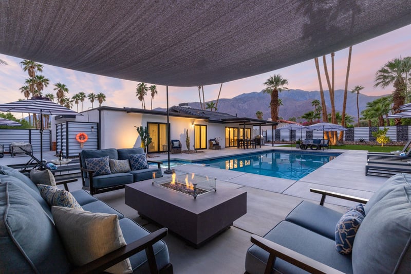 Sit around the covered fire pit and enjoy a cocktail
