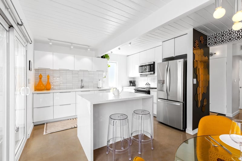 Beautifully designed kitchen with stainless steel appliances