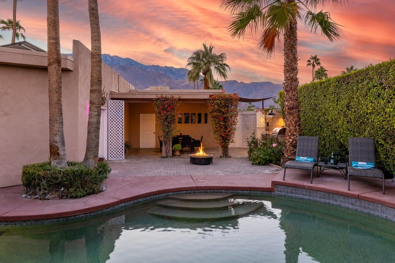 Turn on the firepit during sunset