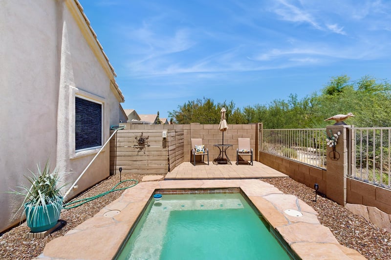 Gated and private spool spapool can be found just off of the back patio.