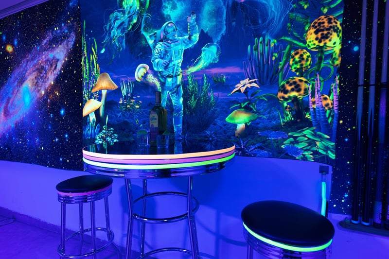 Everything glows under the blacklights