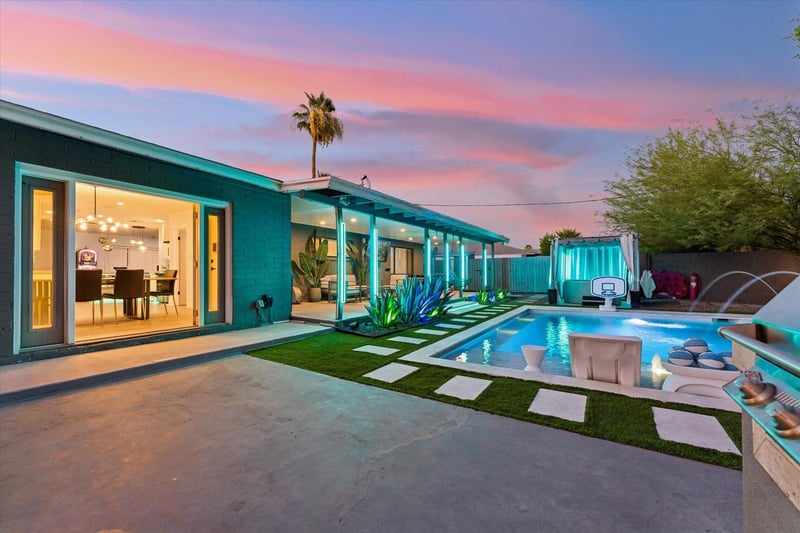 Additional views of the pool, hot tub, and outdoor area.