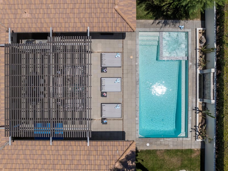 Views of the patio, private pool and spa.