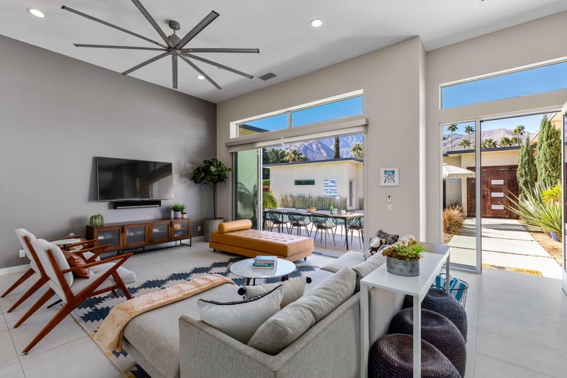 Wall to wall windows let in the Palm Springs light