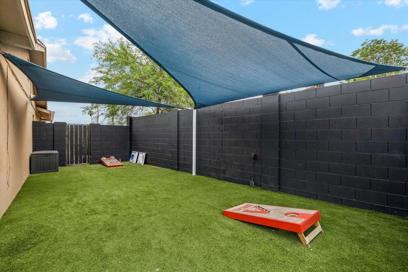 Sunsails and cornhole boards.