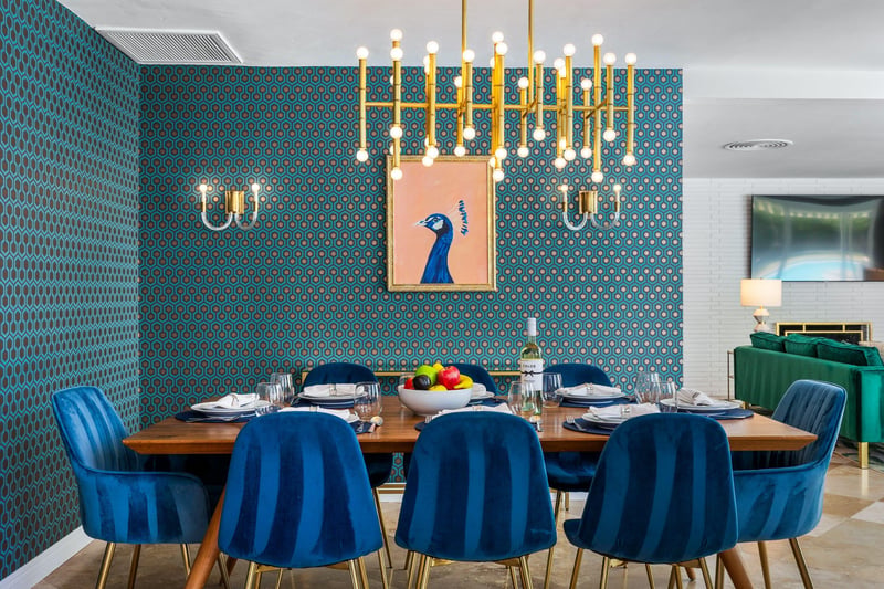Indoor dining table for eight