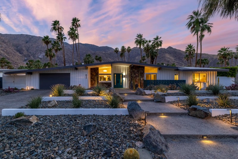 MidCentury Modern 4 bed4 bath home with a private pool and spa.