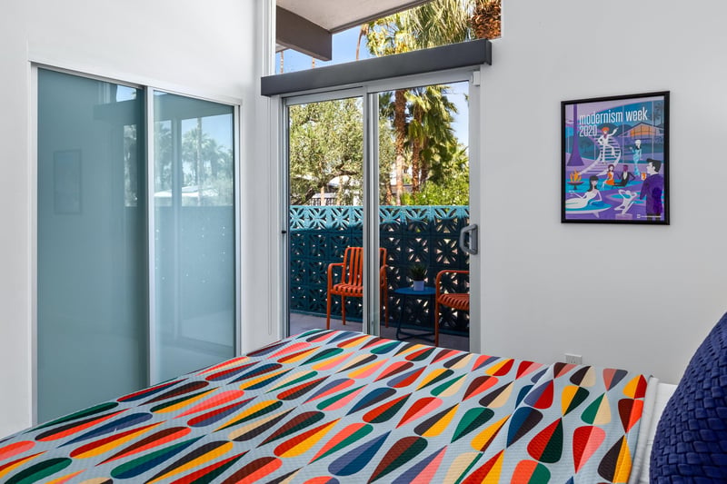 View of private patio and closet.