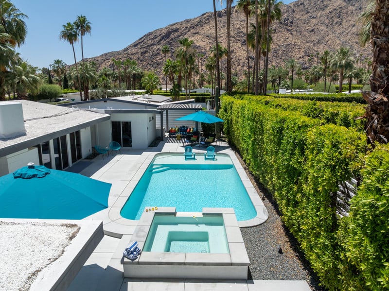 Aerial view of the backyard.
