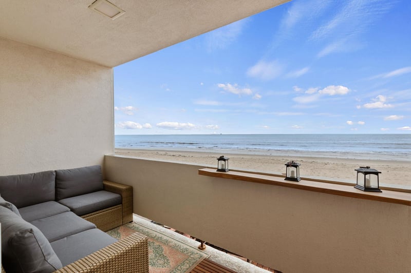 Patio seating on the balcony.