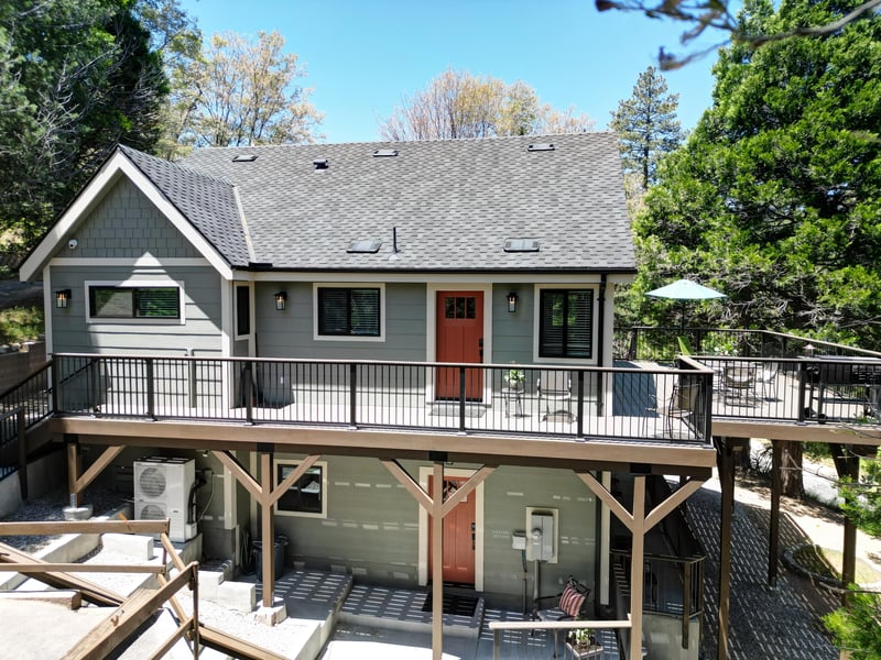 Side view of the San Moritz Lake House.