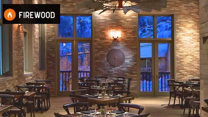 341437 Firewood On Main Park City Rustic Brick Dining Room Interior