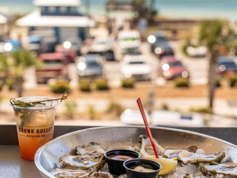 Fresh oyster on the patio at Shunk Gulley and Oyster Bar