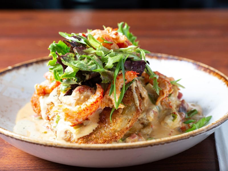 Crawfish etoufee with fried green tomatos