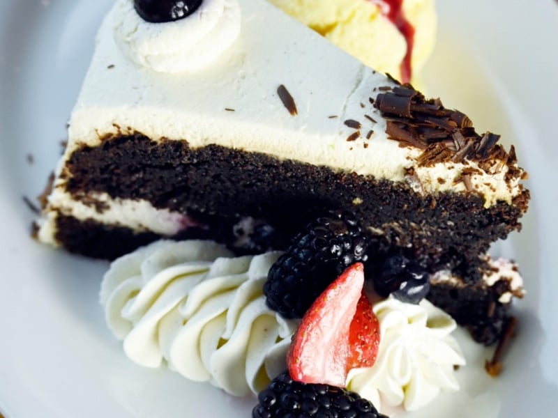 Chocolate cake at Stinkys Fish Camp in Santa Rosa Beach, Florida