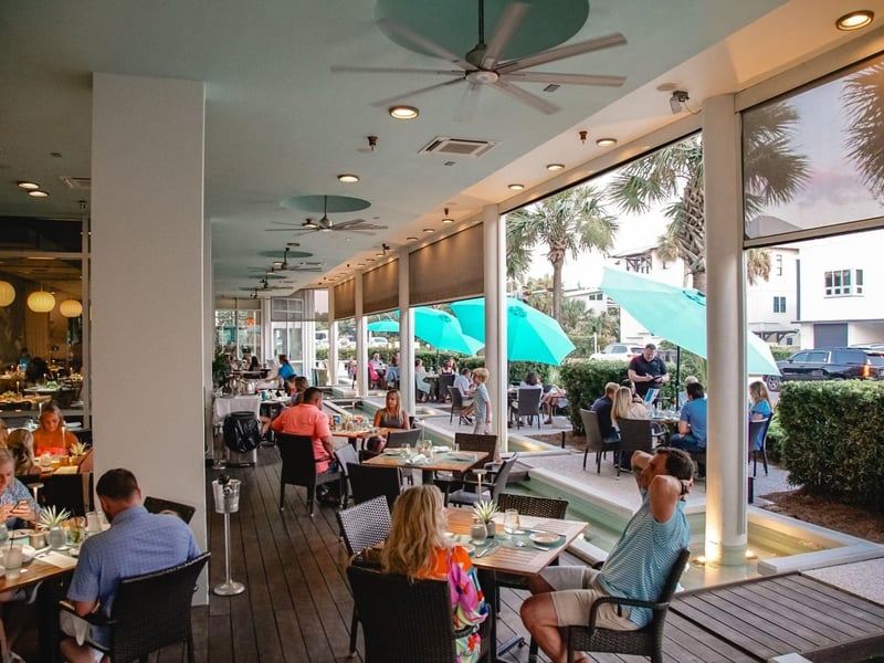 The shaded patio at Surfing Deer in Santa Rosa Beach, Florida
